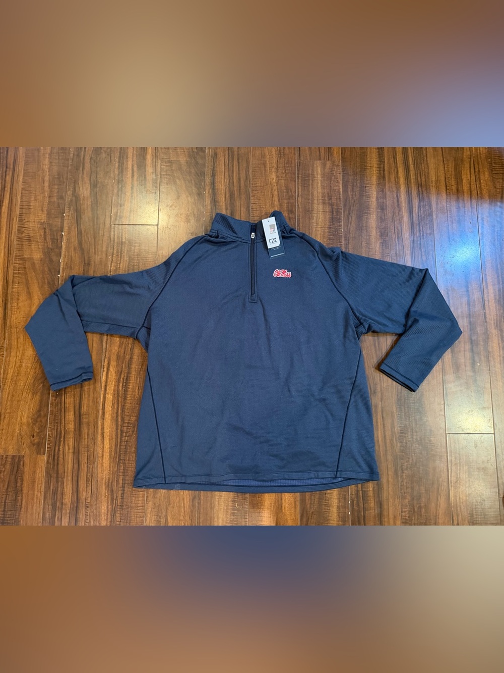 NWT Cutter & Buck Ole Miss Rebels 1/4 Zip Pullover Jacket - Navy Blue (Size XXL)